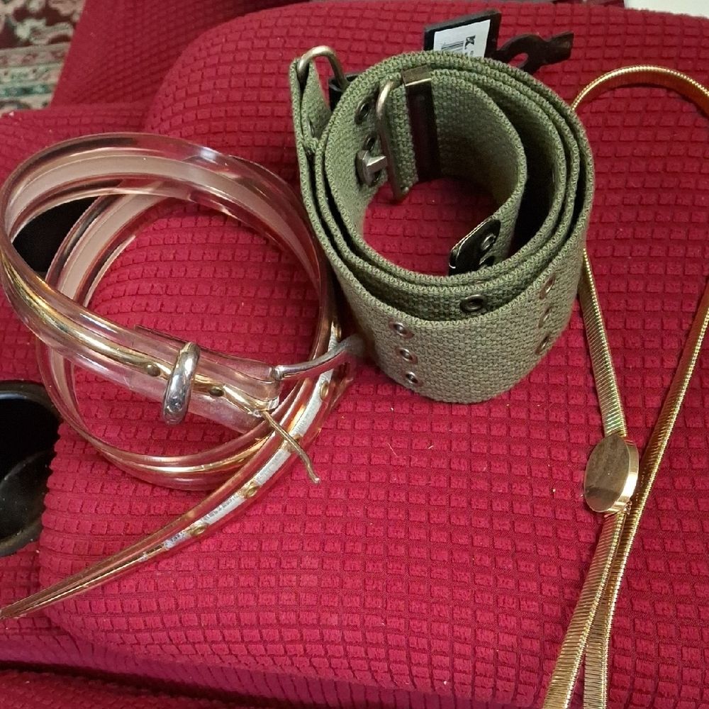 Olive Green Canvas Waist Belt - Women's Adjustable Fashion Belt, Set of 3